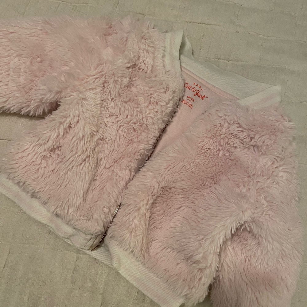 Cat & Jack fuzzy bomber jacket, 6-9 mos.